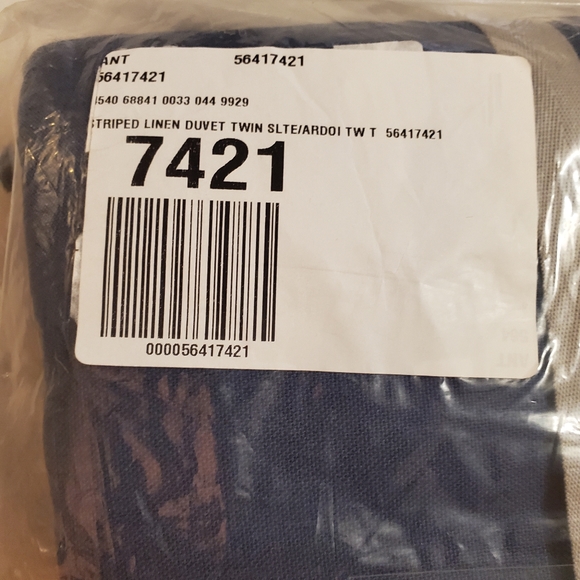 Anthropologie Striped Linen Duvet Cover- blue - Picture 5 of 8